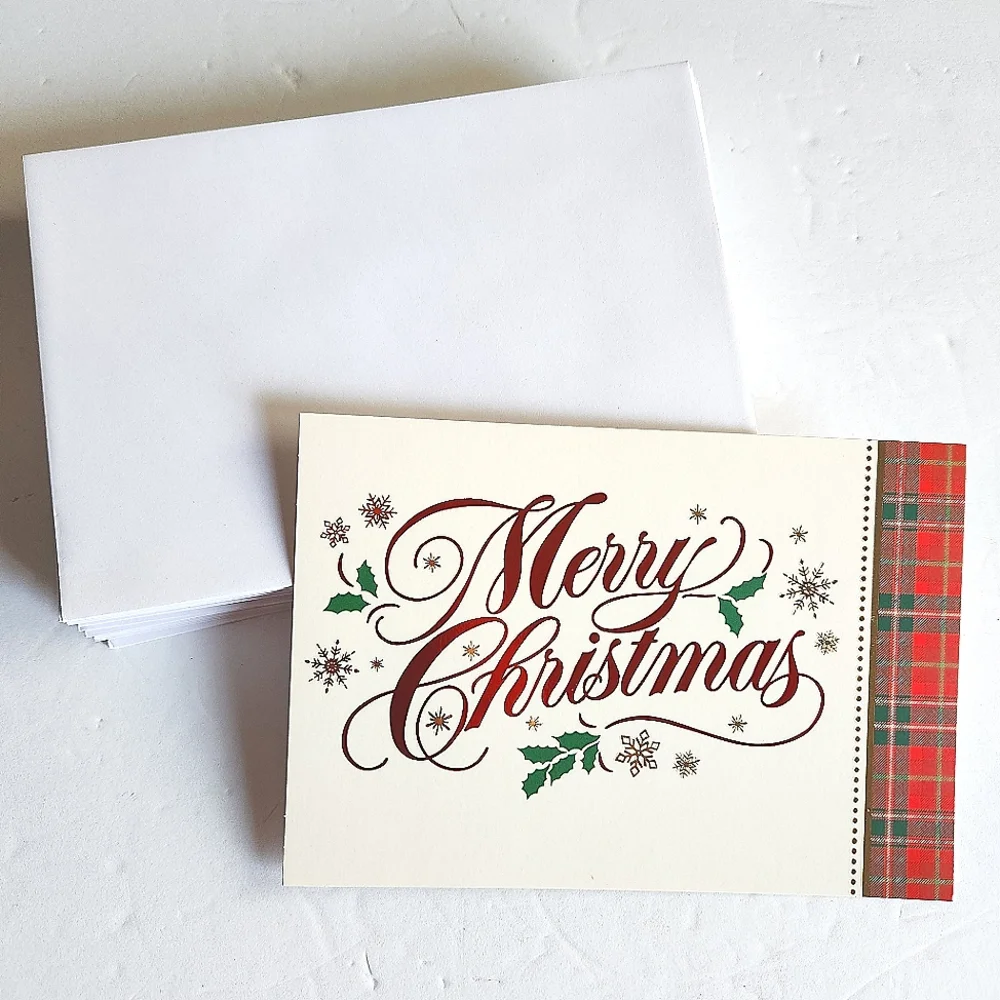 57 Merry Christmas Cards with White Envelopes